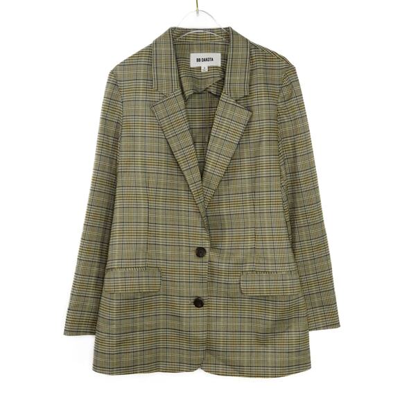 Urban Outfitters BB Dakota Tan Brown Plaid Blazer Jacket Small - Picture 2 of 6